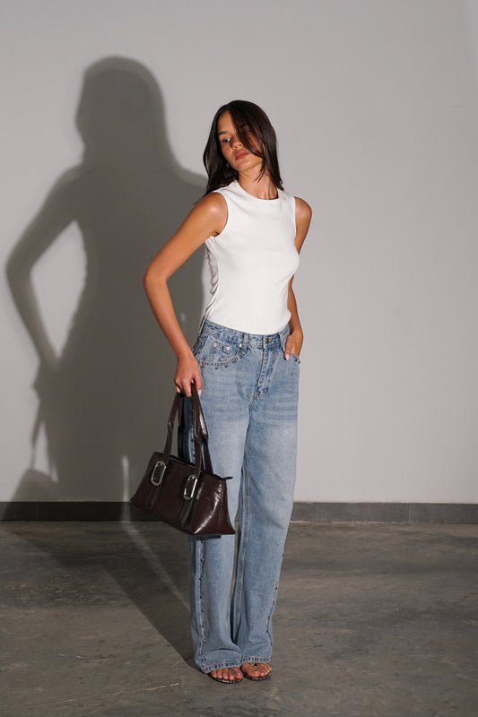 מכנסי גינס פאנקי-כחול בהיר