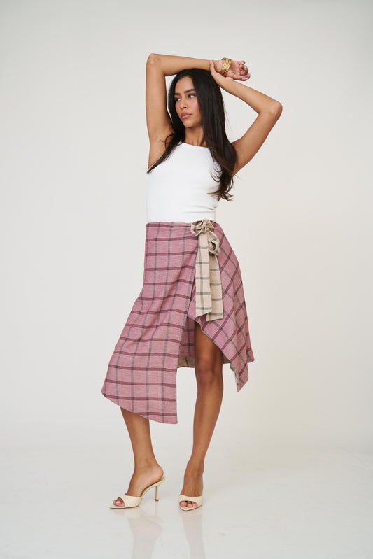 חצאית אנה משבצות - אדום