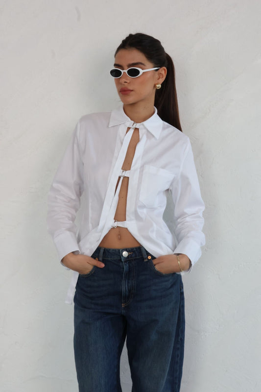 חולצת באקל - לבן