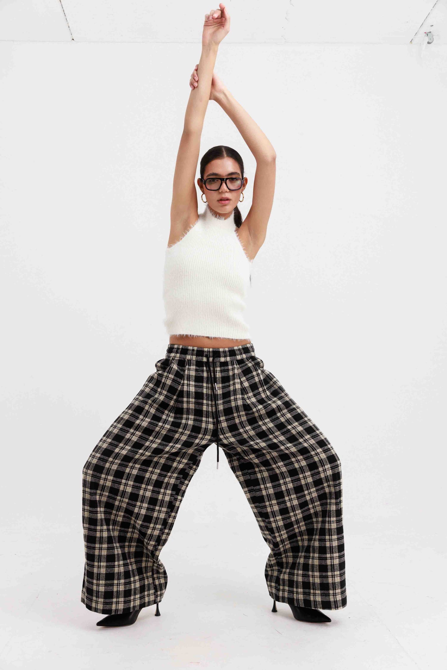 מכנסי סטיב משובצים - כחול