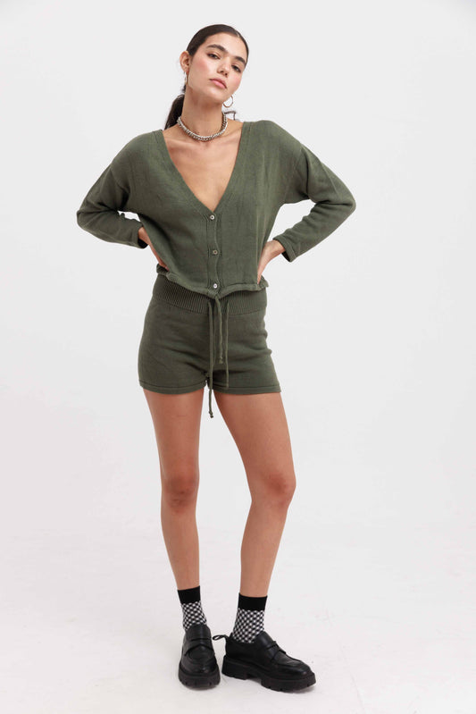 חליפת סריג אליס - זית