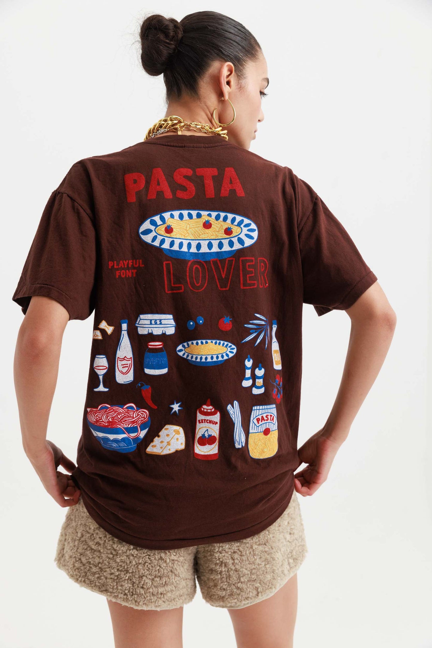 טישירט פסטה - חום