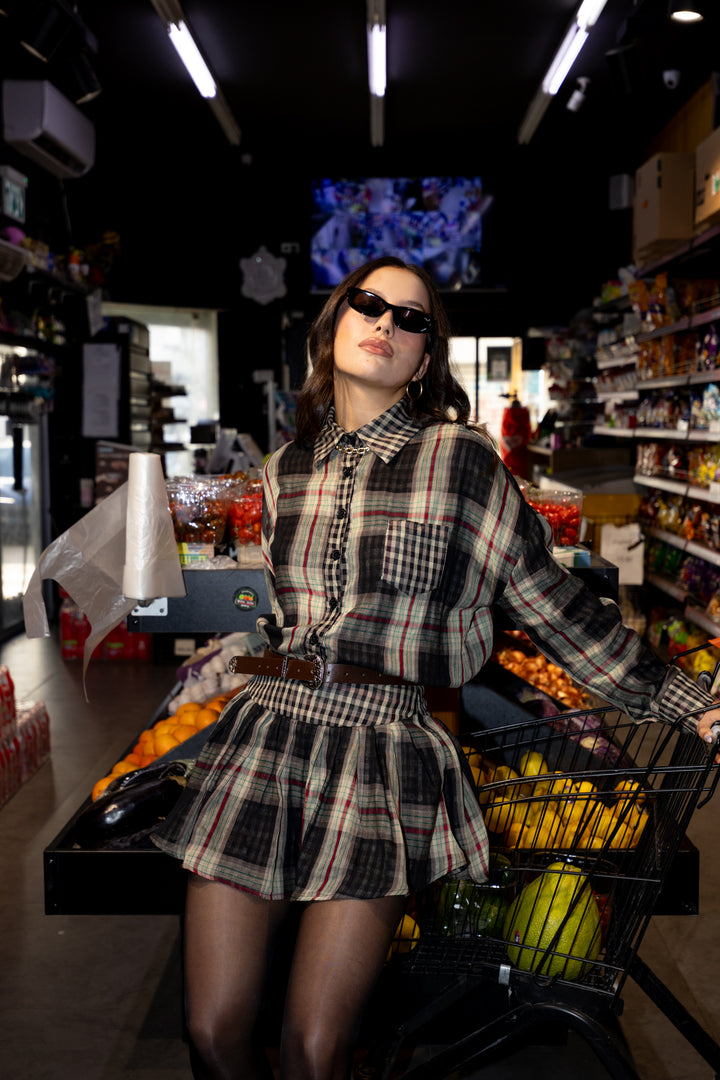 חליפת חצאית משבצות דני