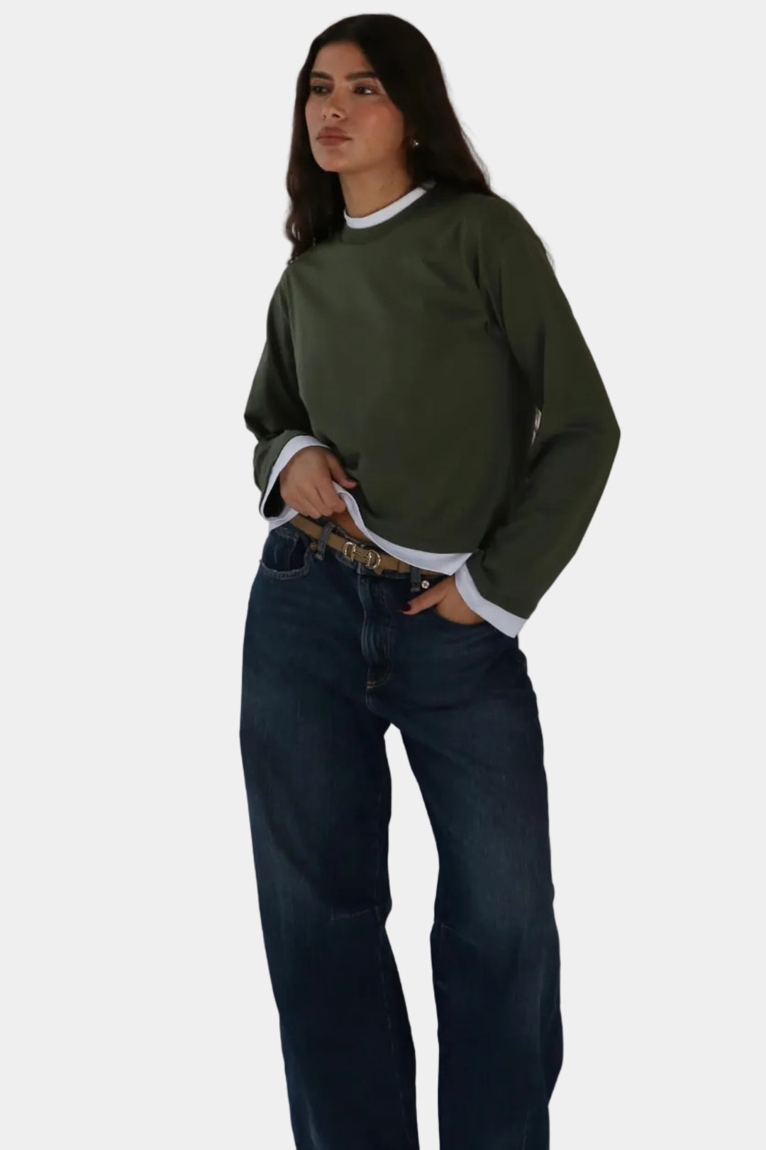 חולצת בייסיק מיקדו - ירוק זית