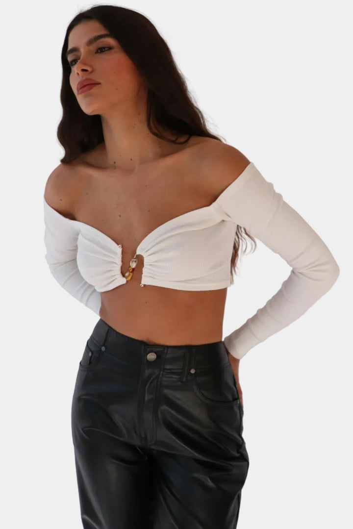 חולצת אבזם - לבן