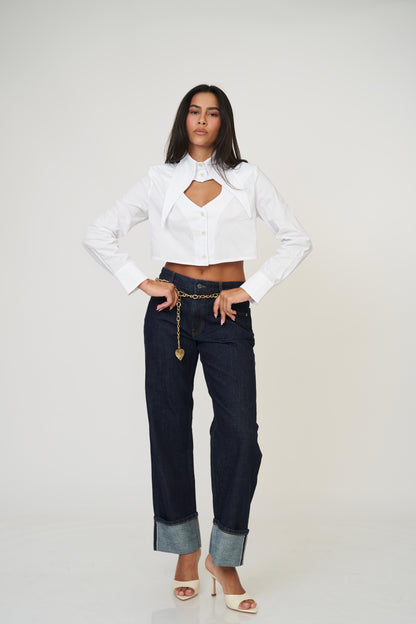 חולצת לימסל לב - לבן