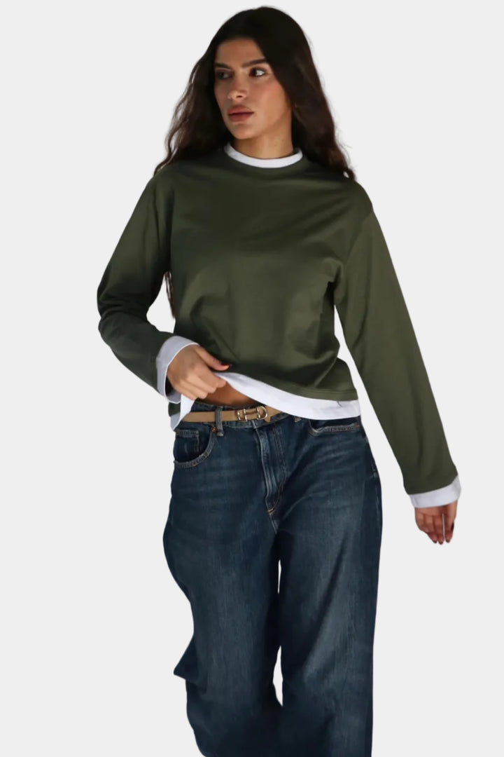 חולצת בייסיק מיקדו - ירוק זית