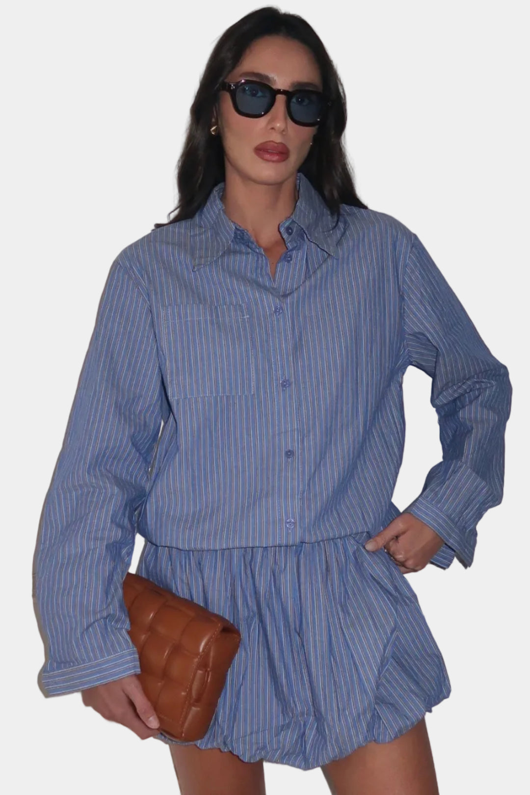 חולצת טוניקת מכופתרת מורי כחול