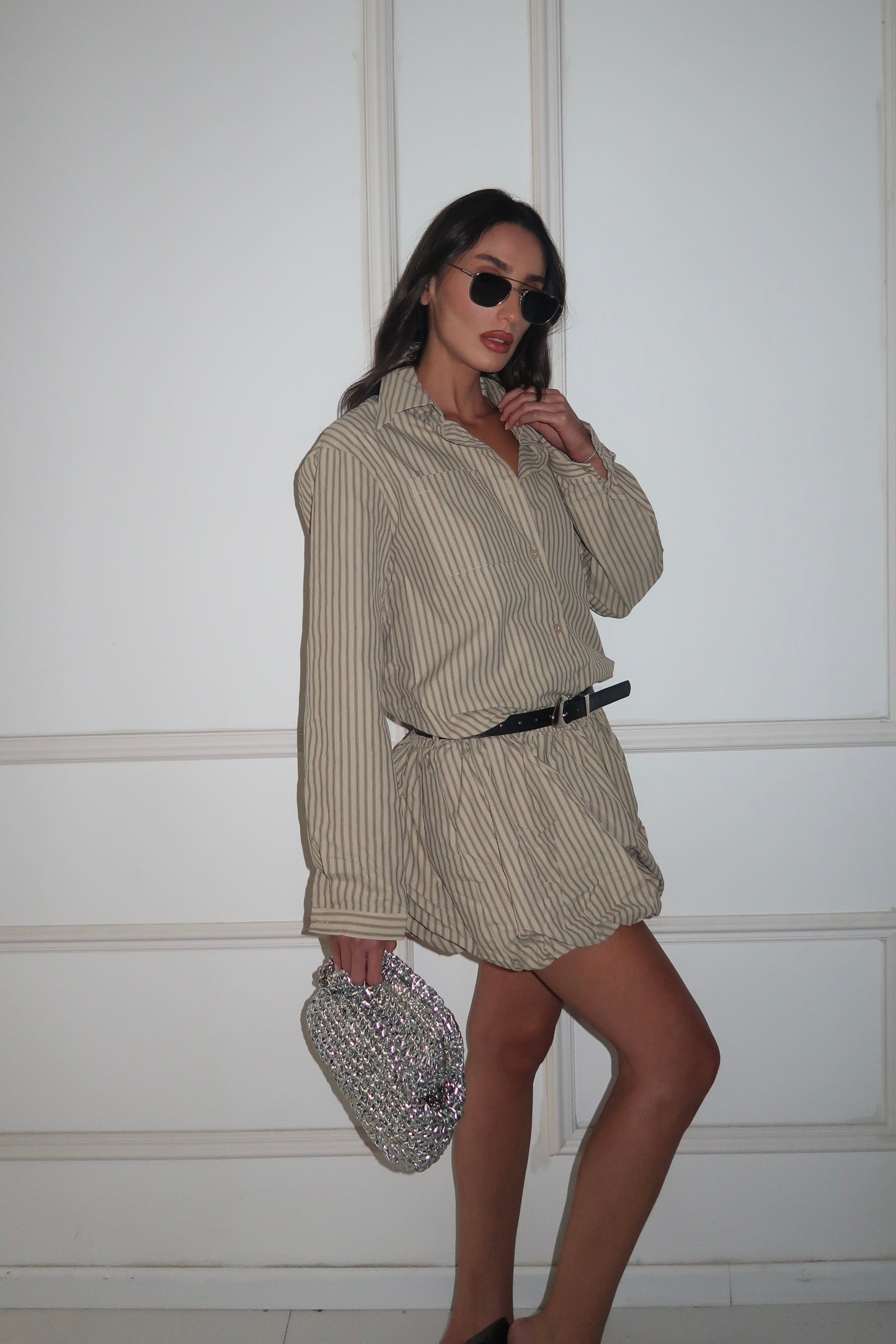 חולצת טוניקת מכותרת מורי כחול