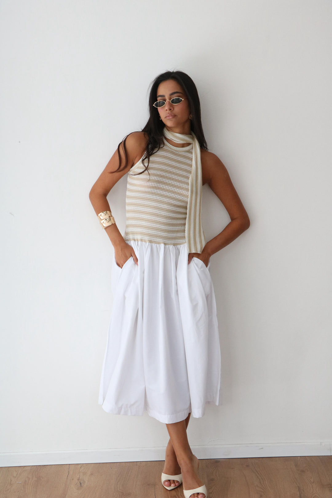 שמלת קריסטלי -פסים שחור