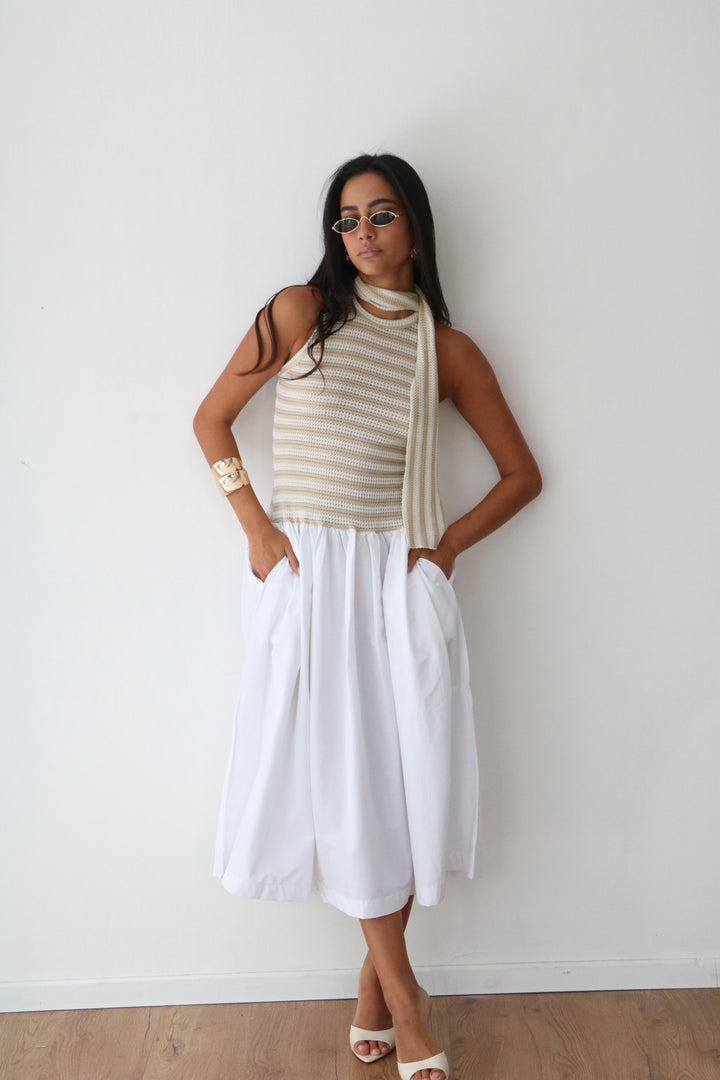 שמלת קריסטלי -פסים שחור