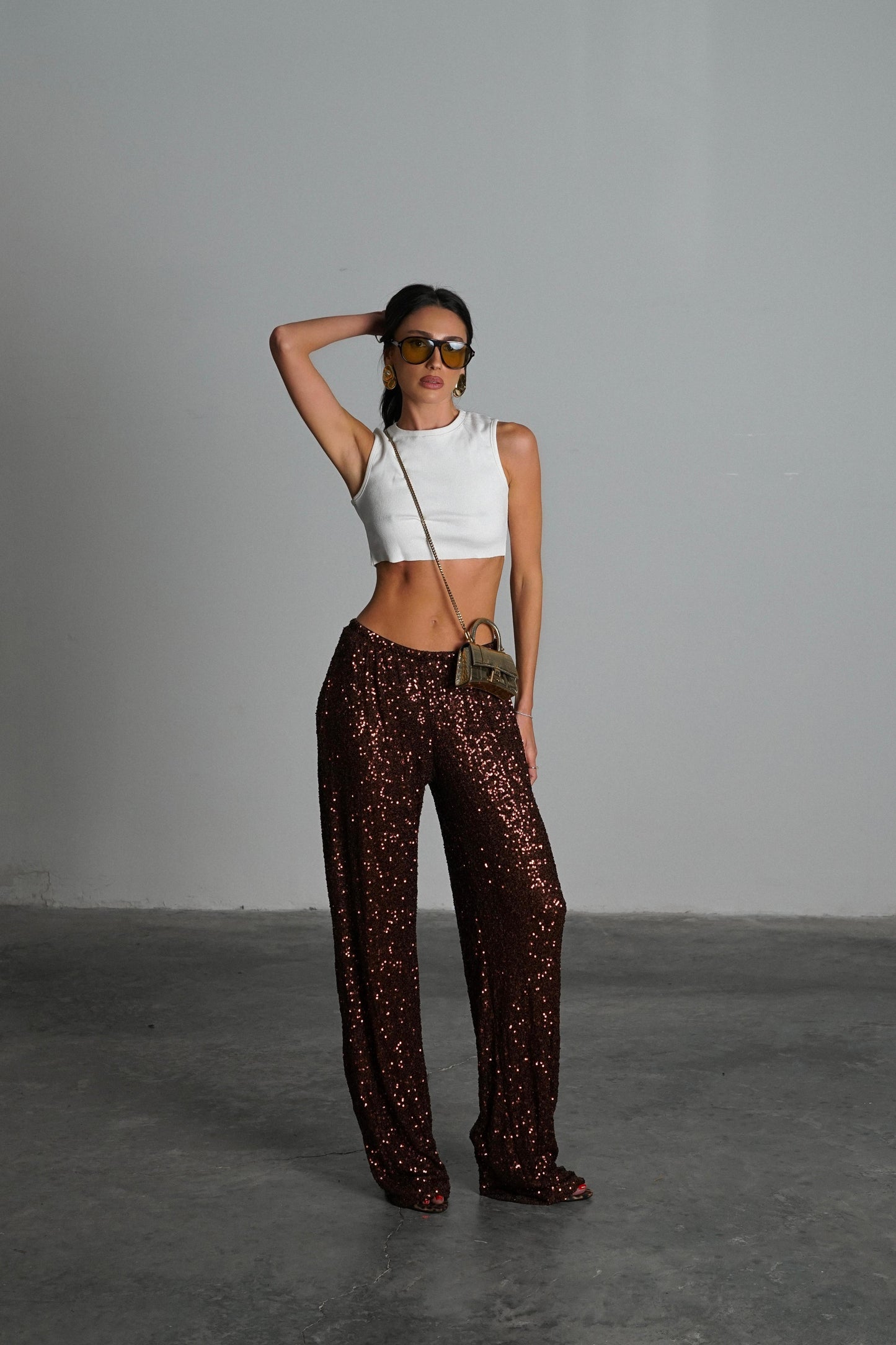 מכנסי פאייטים איירי - שחור