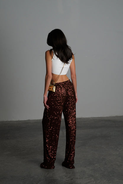 מכנסי פאייטים איירי - שחור