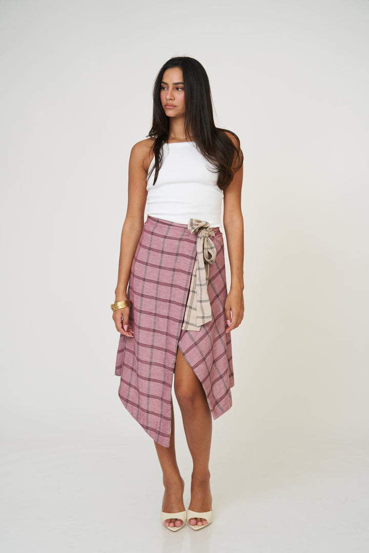 חצאית אנה משבצות - כחול