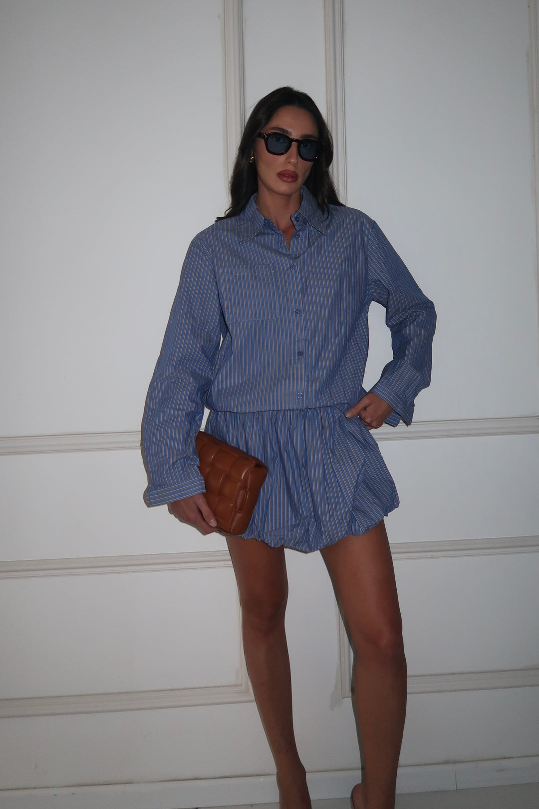 חולצת טוניקת מכופתרת מורי כחול