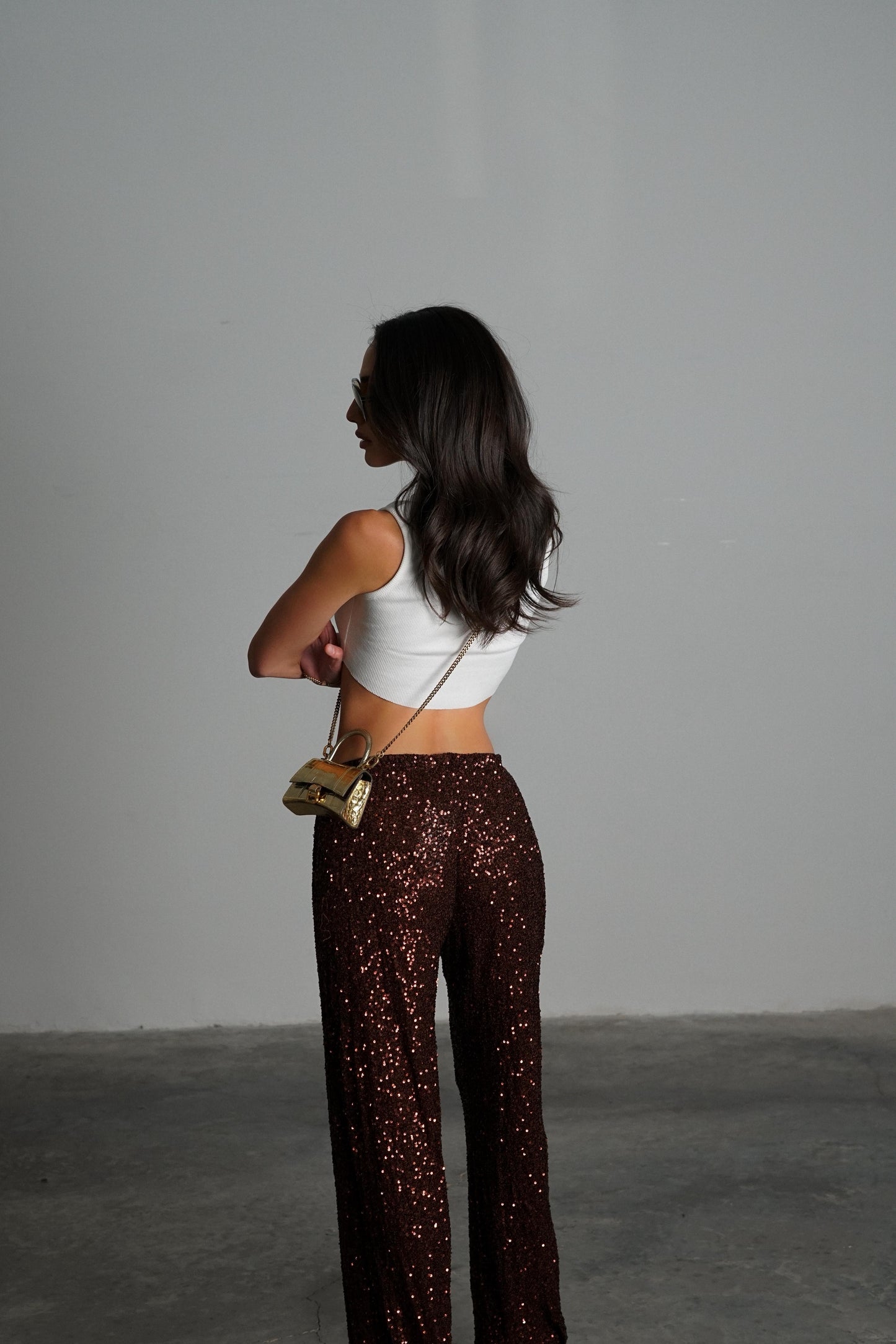 מכנסי פאייטים איירי - שחור