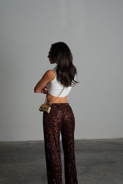 מכנסי פאייטים איירי - שחור