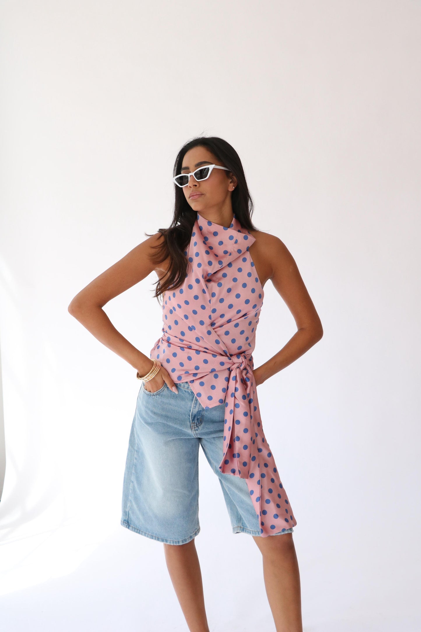 חולצת אדל מנוקד - ורוד