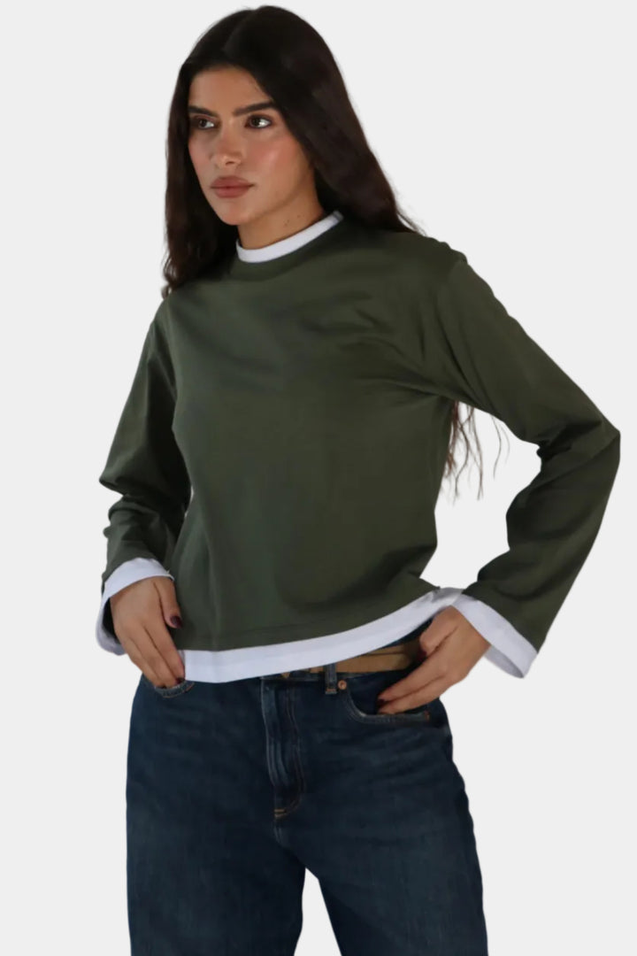 חולצת בייסיק מיקדו - ירוק זית