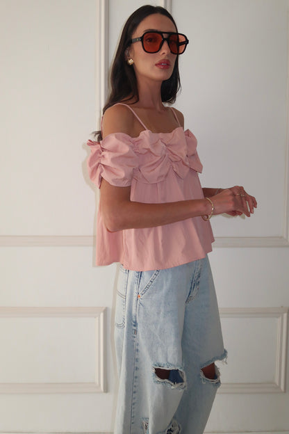 חולצת ראפל -ורוד