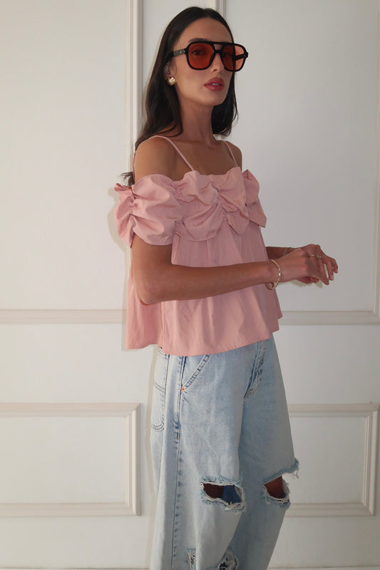חולצת ראפל -ורוד
