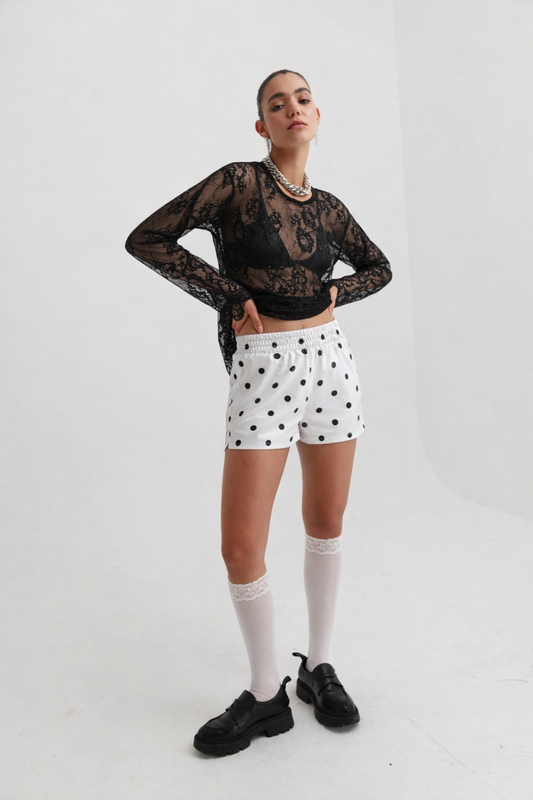 חולצת תחרה אייבי - שחור