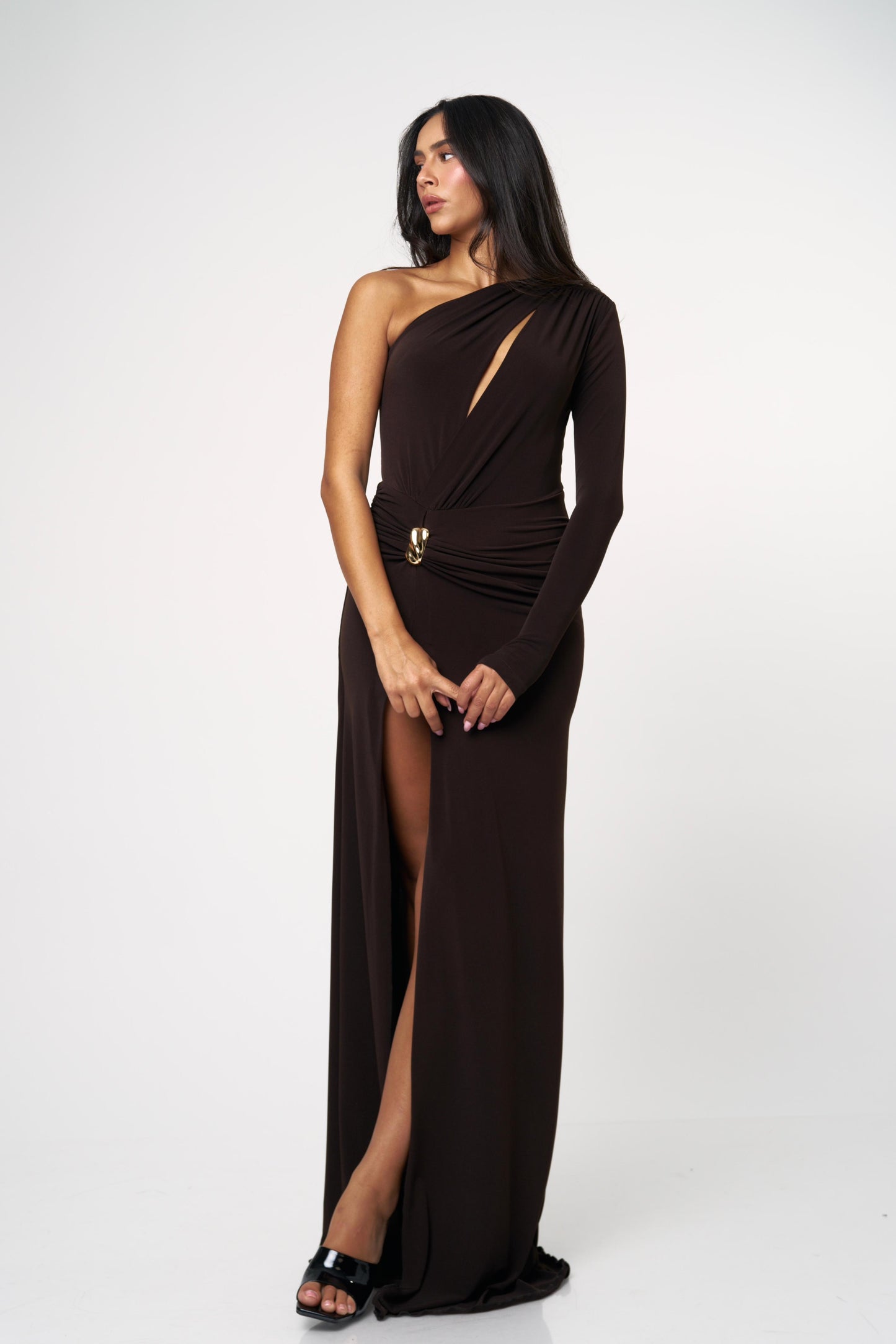 שמלת מלאני - חום