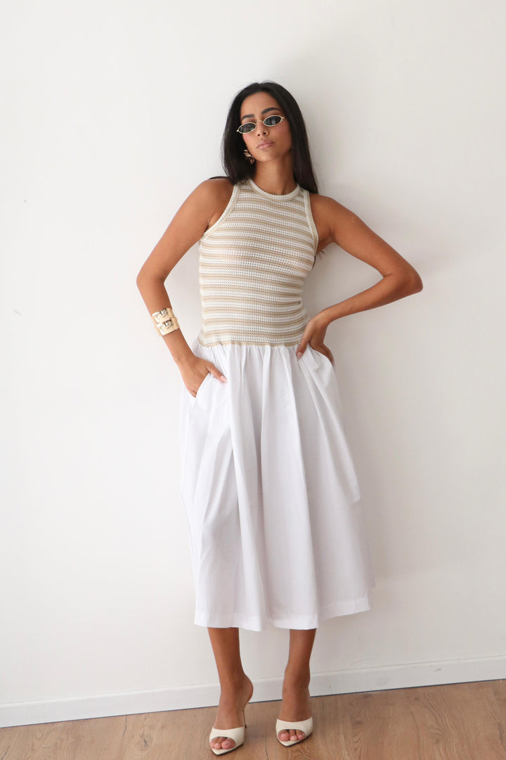 שמלת קריסטלי -פסים שחור