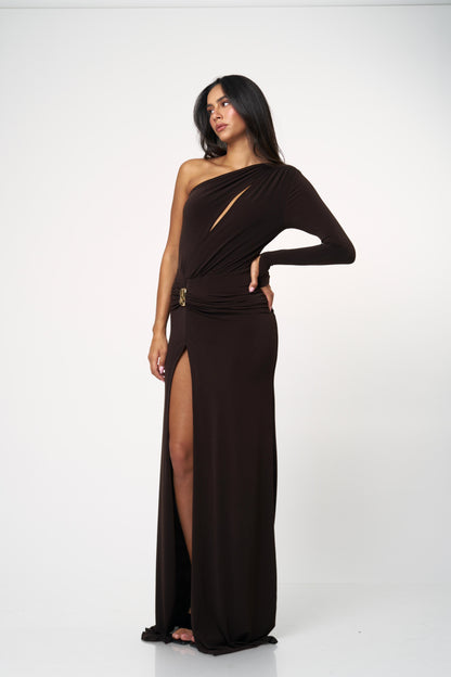 שמלת מלאני - חום