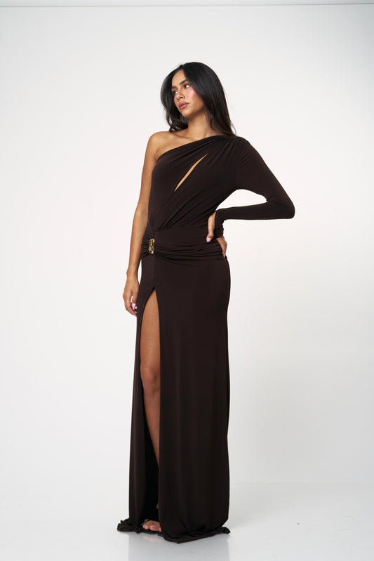 שמלת מלאני - חום