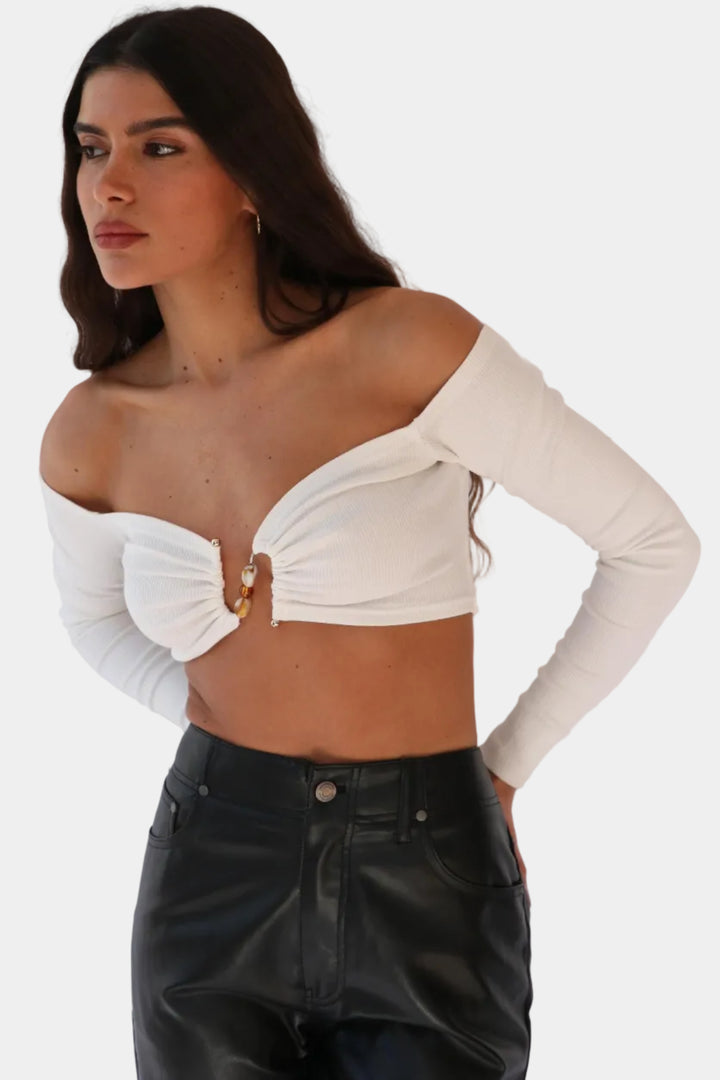 חולצת אבזם - לבן