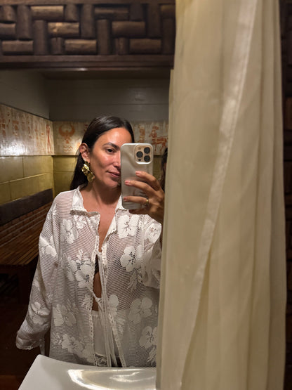 חולצת תחרה  סמוי - לבן