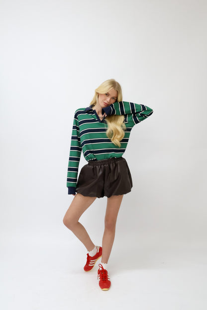 מכנסי דמוי עור שורטס - שחור