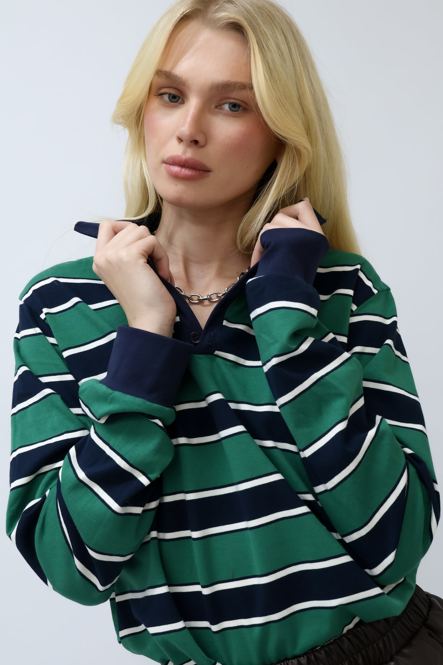 חולצת פסים אמה - כחול חום