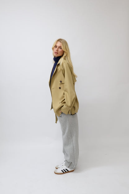 גקט טרנץ קצר - בז