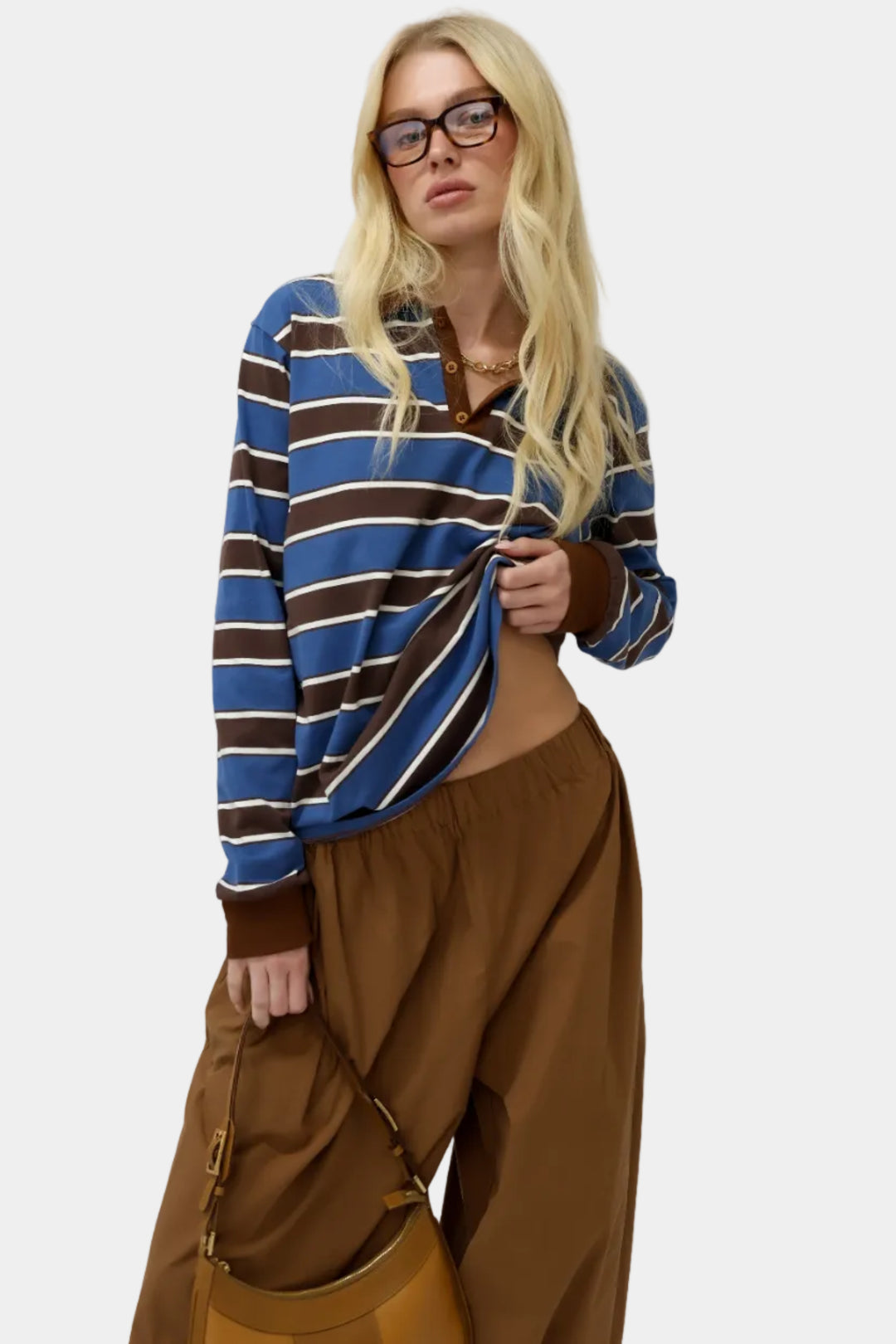 חולצת פסים אמה - כחול חום