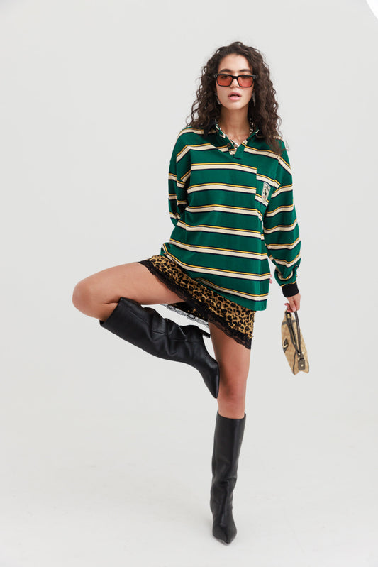 חולצת פסים לילי- ירוק