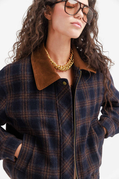 גקט משובץ נולי- כחול