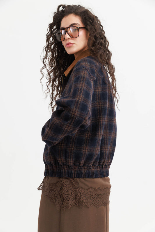 גקט משובץ נולי- כחול