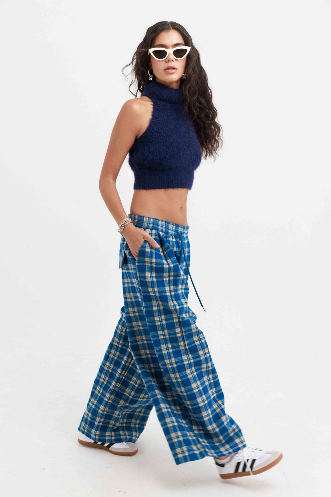 מכנסי סטיב משובצים - שחור