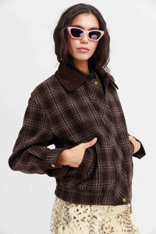 גקט משובץ נולי - חום