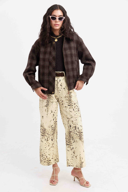 גקט משובץ נולי - חום