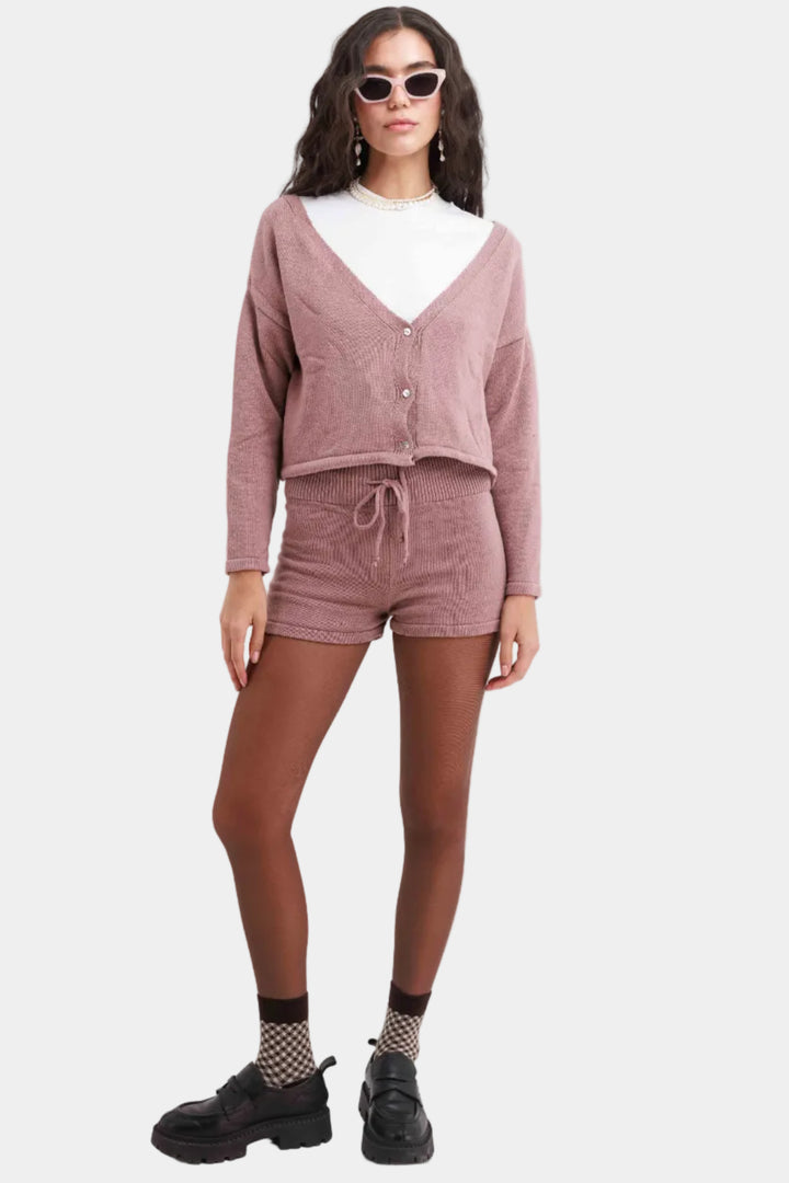 חליפת סריג אליס - ורוד