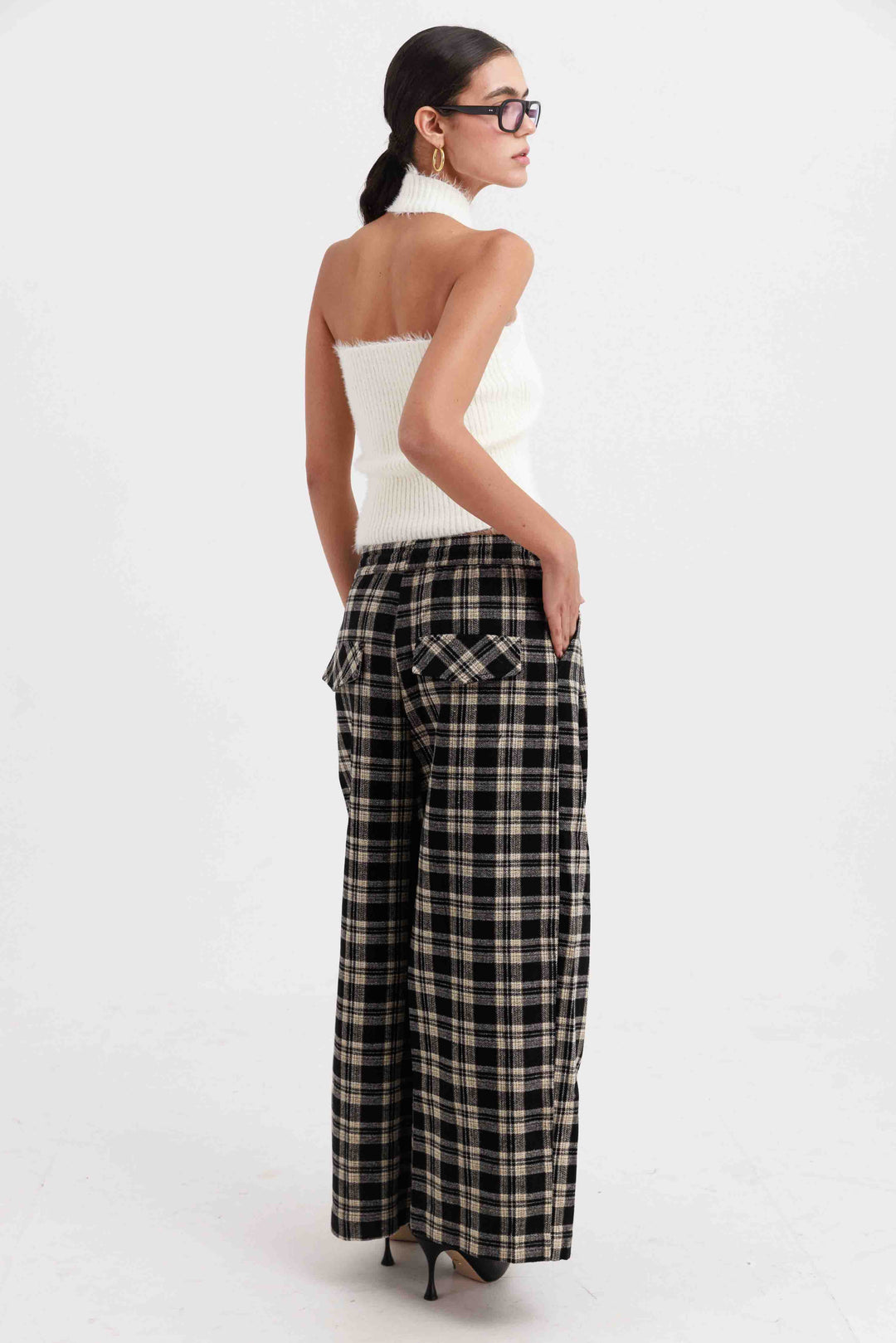 מכנסי סטיב משובצים - שחור