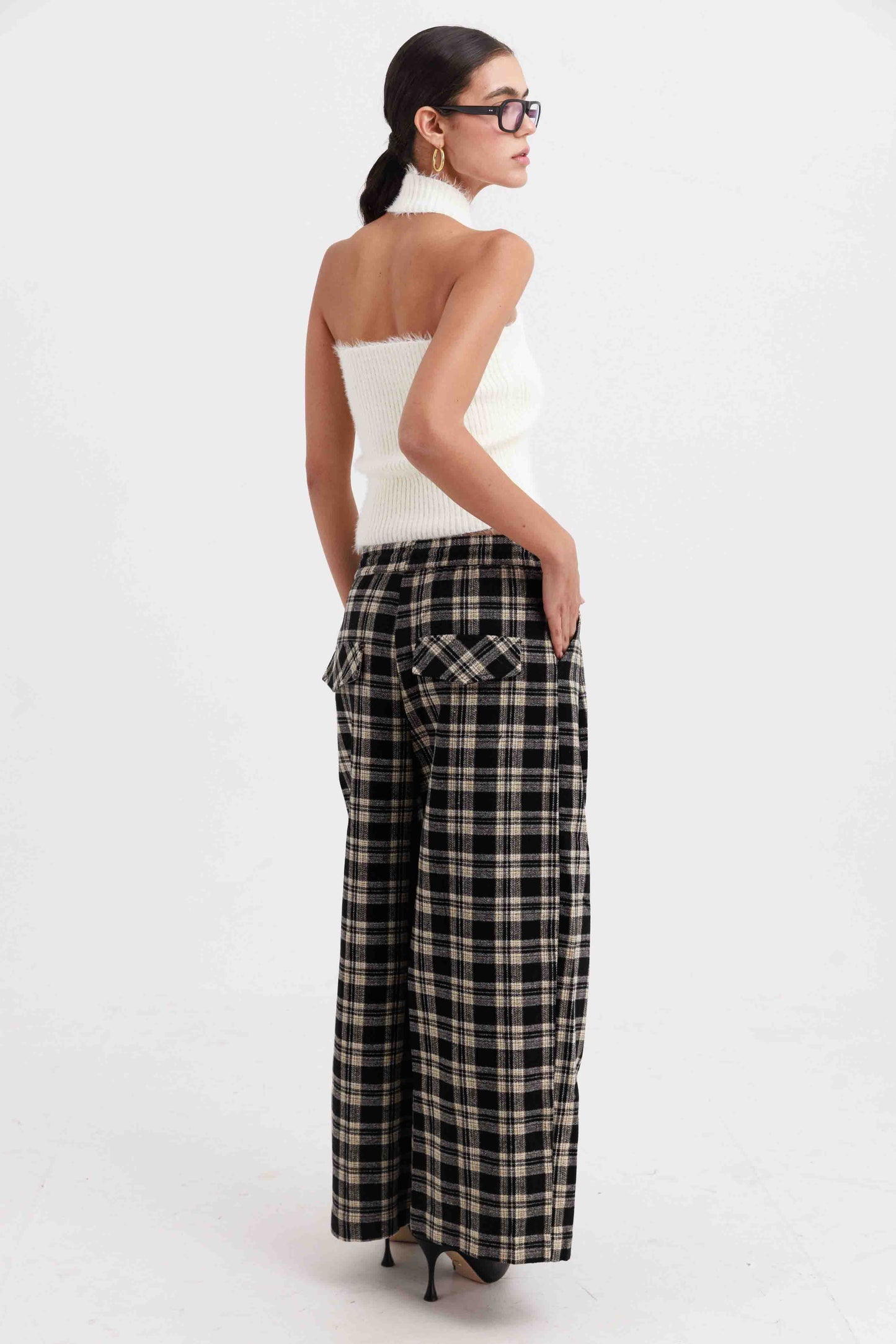 מכנסי סטיב משובצים - כחול