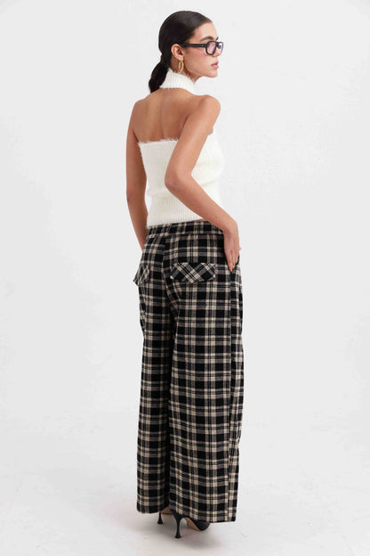 מכנסי סטיב משובצים - כחול