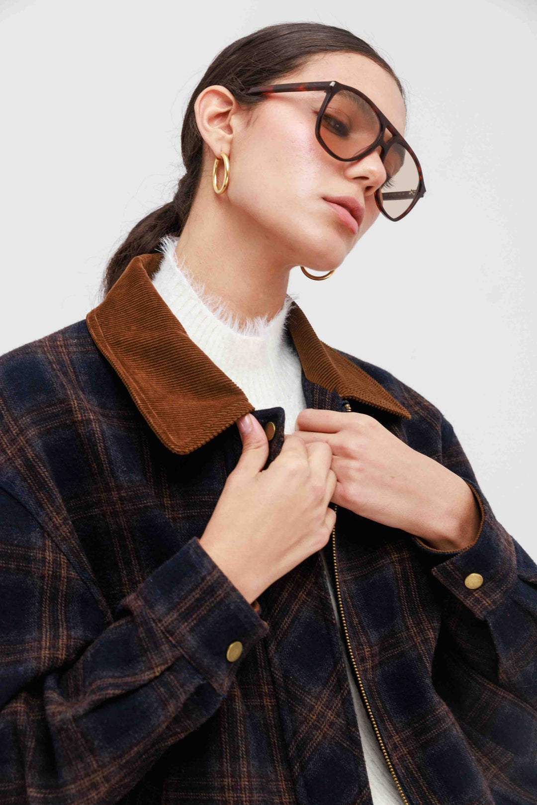 גקט משובץ נולי- כחול