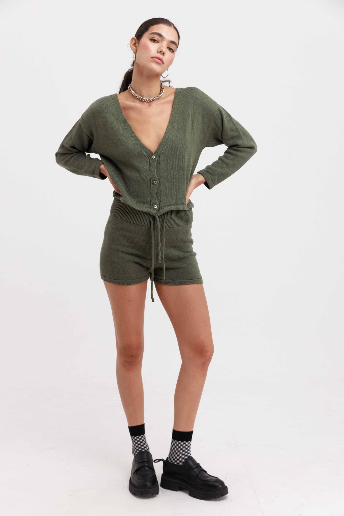 חליפת סריג אליס - זית