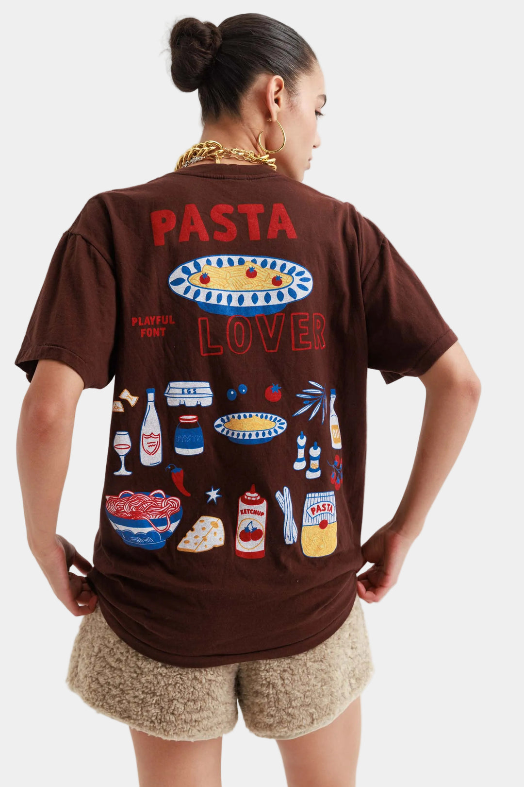 טישירט פסטה - חום