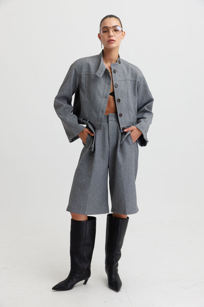 חליפת ברמודה שיינה- אפור